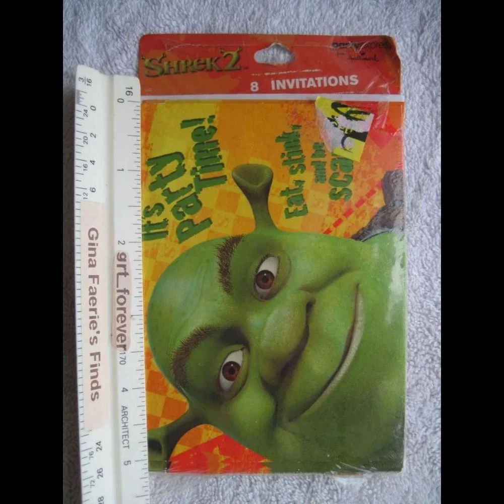 Shrek Hallmark Invitations It's Party Time! Eat, Stink, & Be Scary 2004 Birthday
